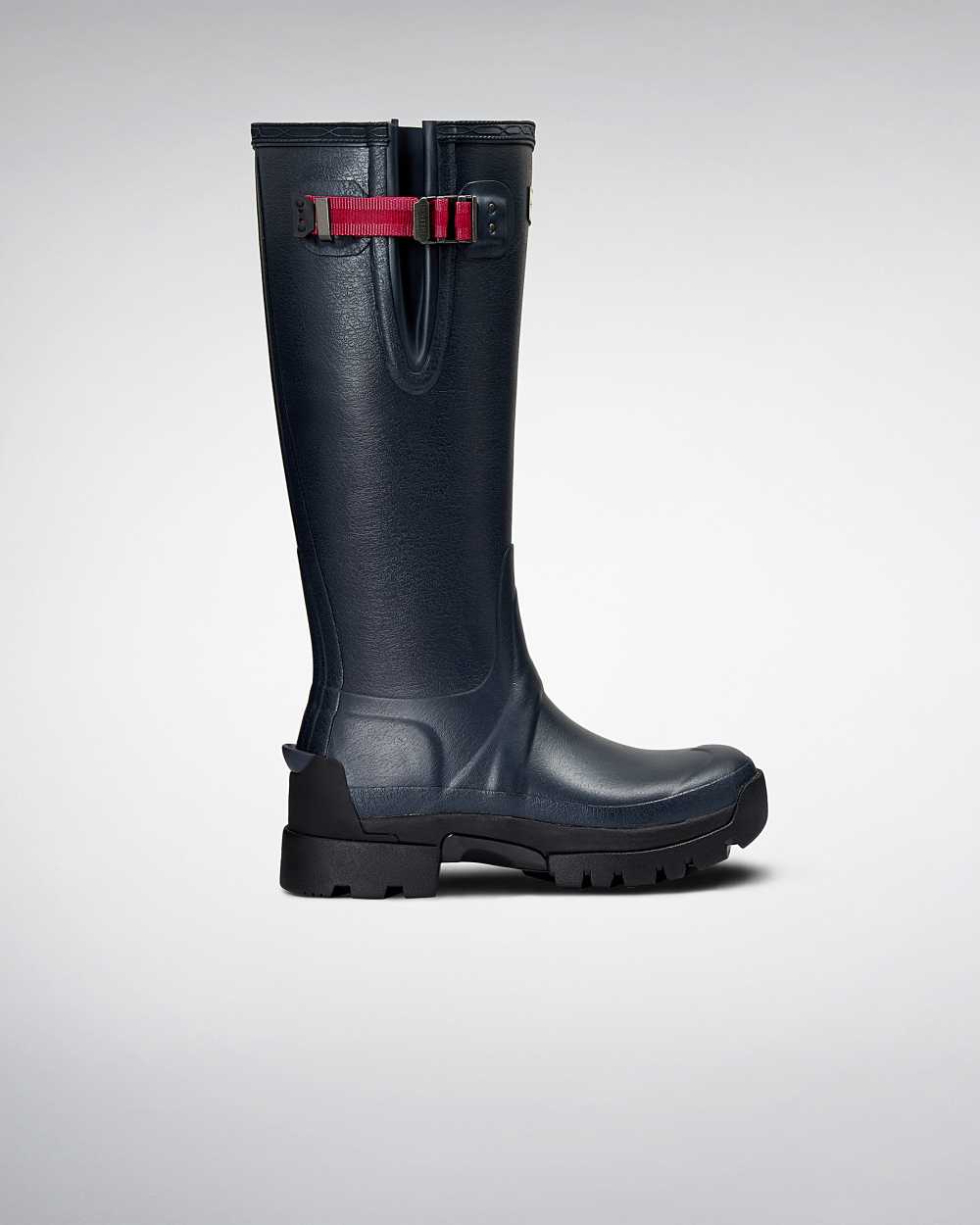 Womens Hunter Balmoral Side Adjustable 3mm Neoprene Rain Boots Navy | ARZMOG-567